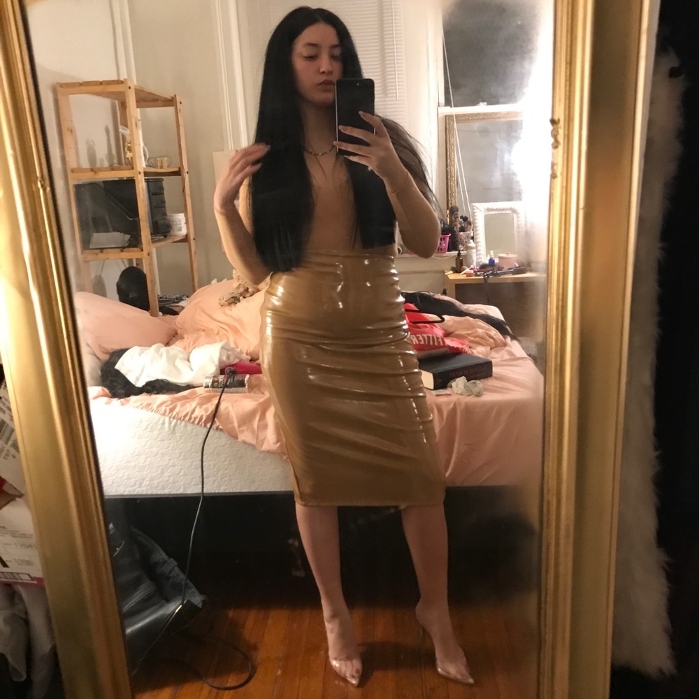 BNWT Nude Latex Skirt